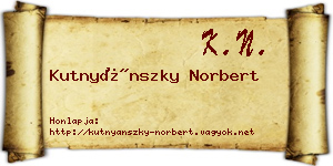 Kutnyánszky Norbert névjegykártya
