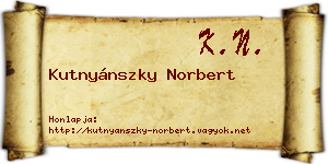 Kutnyánszky Norbert névjegykártya